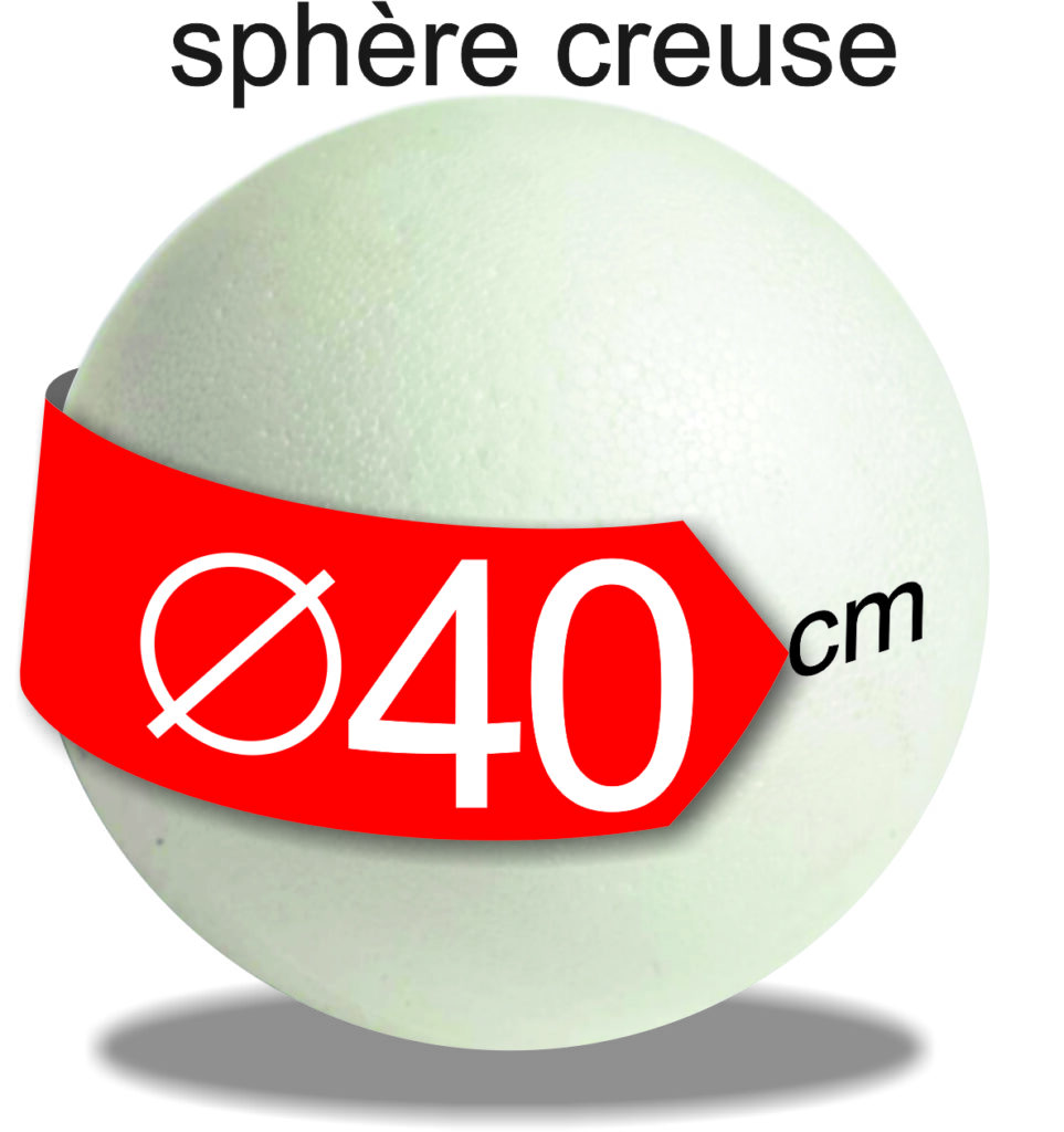 Gros lot 4 Grandes Boules 50, 40, 30 et 20 cm en polystyrène, séparables, Sphères creuses sécables en Styropor blanc