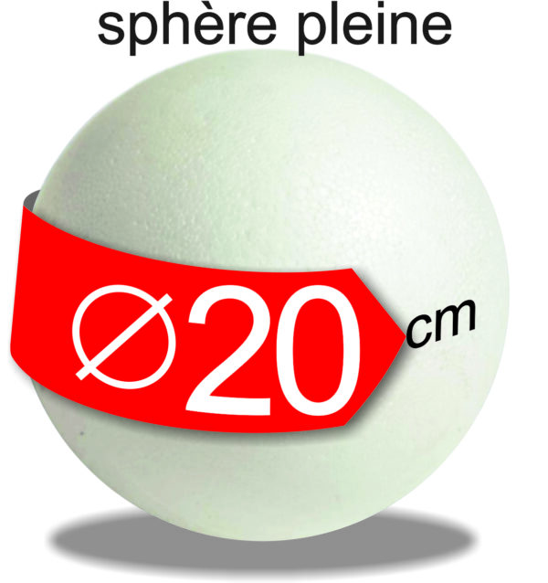 Sphère polystyrène pleine diamètre 20 cm, PSE, pour le piquage des brochettes