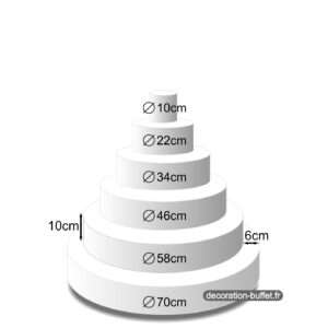 Présentoir gâteau américain 6 étages hauteur totale 60 cm - base 70 cm