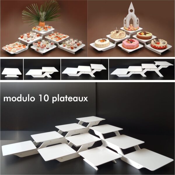 ensemble de présentoirs buffet grand modulo 10 plateaux