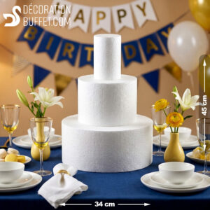 Pièce Montée Polystyrène 3 Étages – H45 cm Base 34 cm