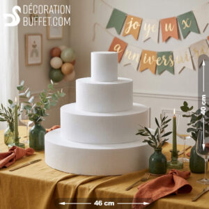 Pièce Montée Polystyrène 4 Étages – H40 cm Base 46 cm