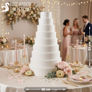 Pièce Montée Polystyrène 9 étages - H63cm base 50cm