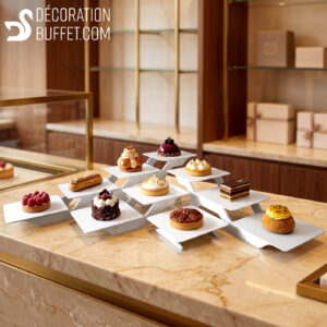 Présentoir buffet traiteur modulable – Grand Modulo 5 éléments en PVC