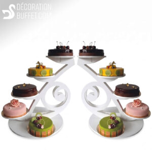 Présentoir gâteau mariage escalier Succès en PVC – Support 5 gâteaux élégant