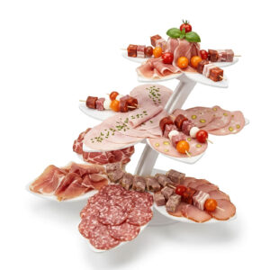 présentoir charcuterie buffet 3 fleurs en PVC