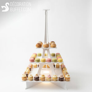 Présentoir Buffet Tour Eiffel Lumineux en PVC – Support Gâteaux et Verrines