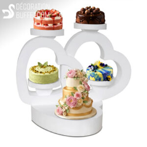 Support Gâteau Mariage – Cœurs Entrelacés en Polystyrène
