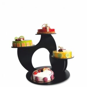 présentoir à gâteaux black en pvc noir garni