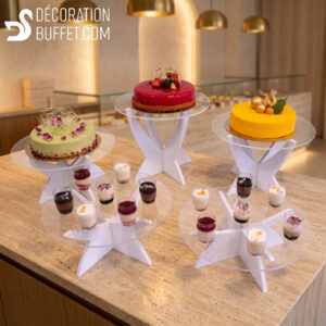 Présentoir apéritif modulable – Ensemble de 5 pieds en PVC blanc pour buffet