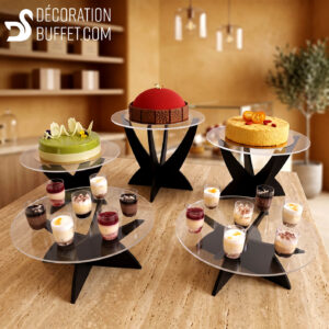 Présentoir buffet apéritif noir modulable – ensemble de pieds en PVC