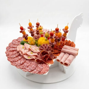 Présentoir buffet traiteur Coq de bruyère en PVC – Support charcuterie original
