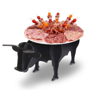 Présentoir buffet traiteur - Taureau en PVC noir