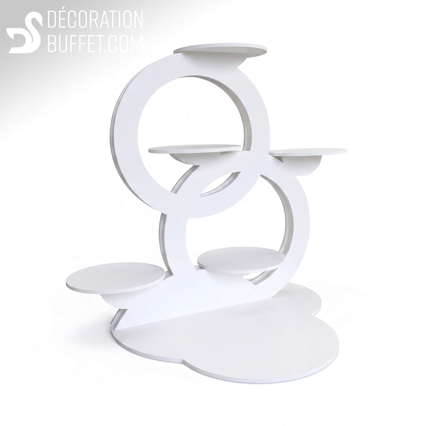 Présentoir gâteau de mariage – Cercles entrelacés 6 niveaux 76 cm