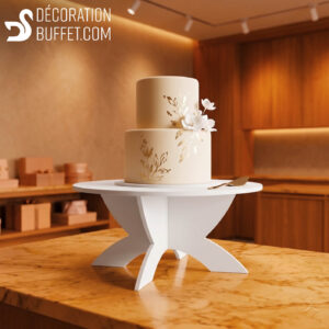 Présentoir gateau sur pied rond en PVC – 47 cm | Présentoir gâteau pas cher