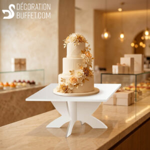 Présentoir gâteau pas cher carré – table pour wedding cake en PVC