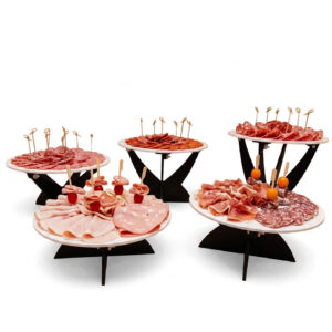 Ensemble de 5 petites tables – rehausseur de buffet en PVC blanc alimentaire