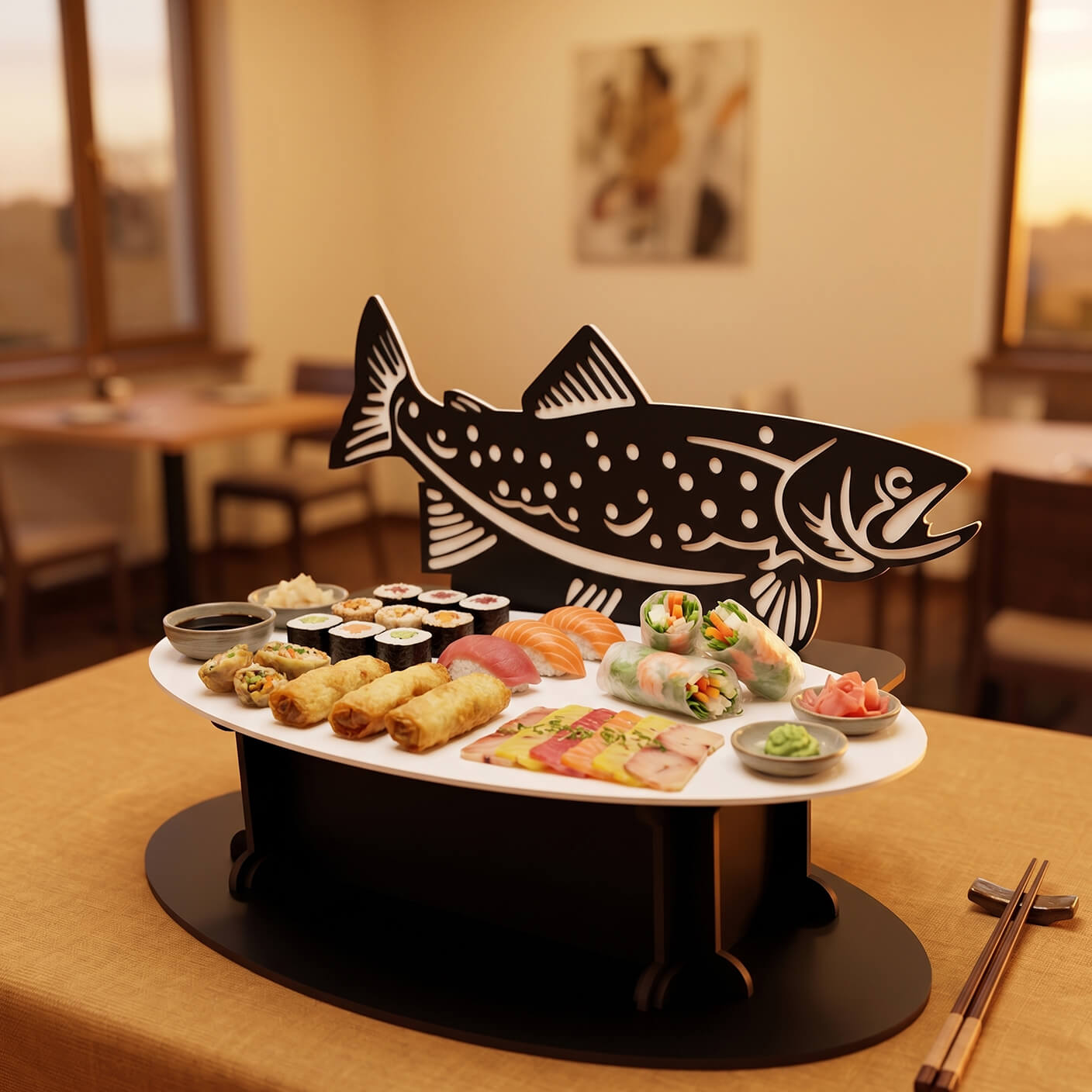 Présentoir poisson & Sushi | Support Buffet Saumon PVC – Image 2