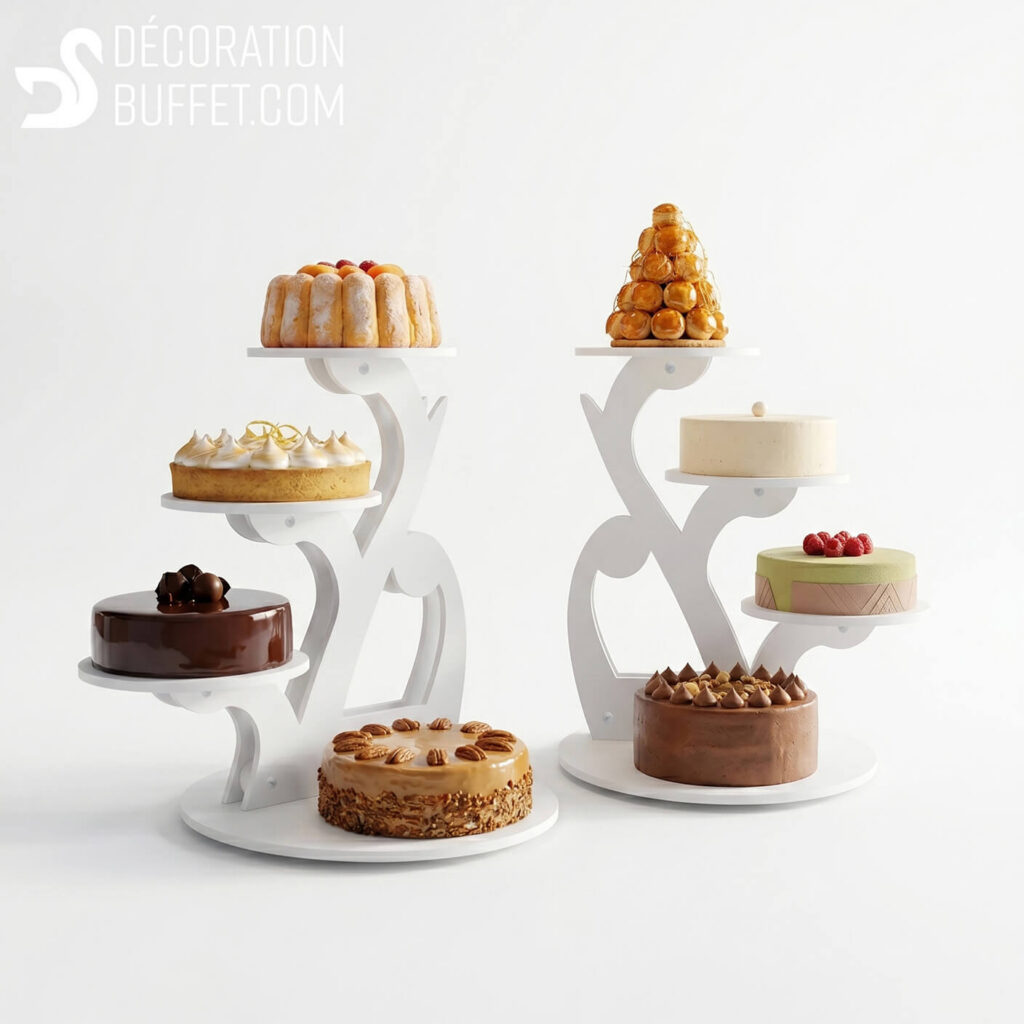 Support Gâteau Dessert Plateau Apéritif 3 étages IXTIX - Présentoir Bois 57cm Pour Gâteaux Et Desserts Support Buffet