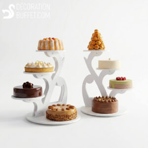 Presentoir Gateau Épi – Support 3 Étages en PVC Blanc