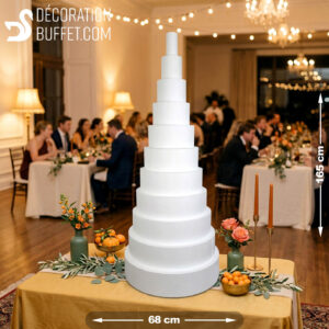 Pièce Montée Polystyrène 11 Étages – H165 cm Base 68 cm