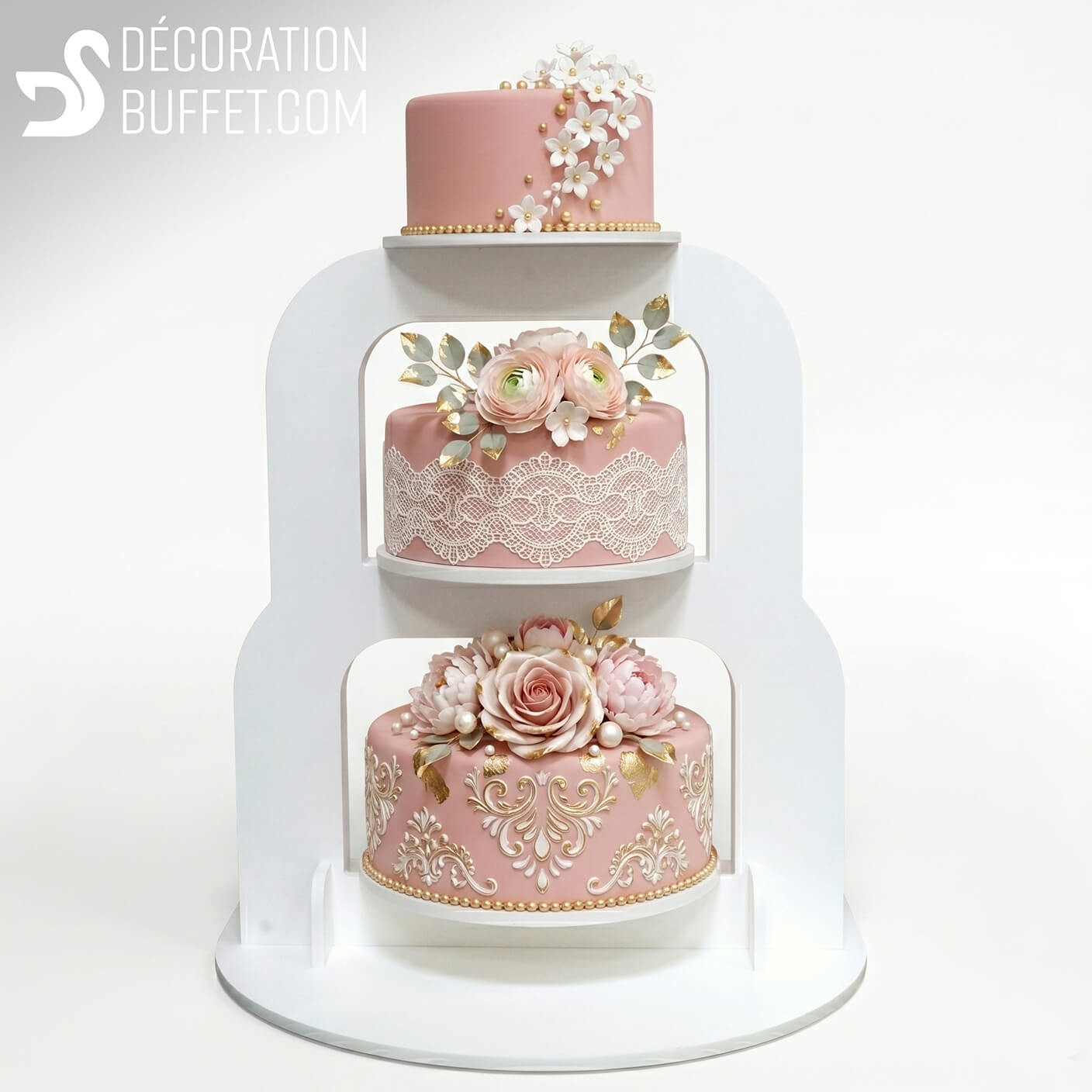 support gateau mariage 3 étages | Présentoir Pièce Montée PVC