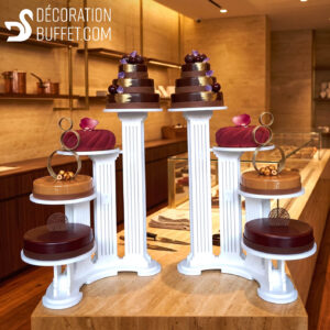 Présentoir gâteau 4 étages OLYMPIADE en PVC – Lot de 2 supports élégants