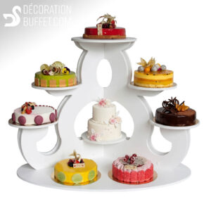 Présentoir Gâteau Caligula – 8 Entremets en Plastique Blanc