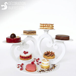 Présentoir Gâteau Mariage Double Cœur – 8 Entremets