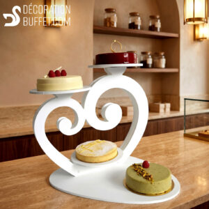 Présentoir gâteau mariage Mon Cœur 4 entremets en plastique blanc