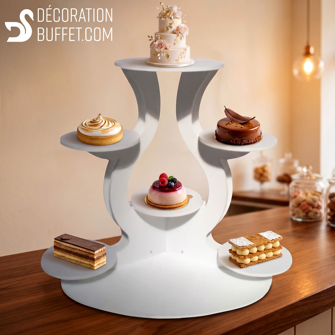 Présentoir Gâteau – Modèle Circulaire 7 Entremets en PVC