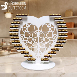 Présentoir chocolat mariage cœur – support 160 chocolats en PVC