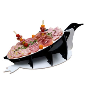 Présentoir buffet traiteur - Manchot en Glissade en PVC