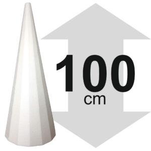 Cône polystyrène 100cm hauteur, base 30cm diamètre, PSE, pour pour la confection de présentoirs traiteur
